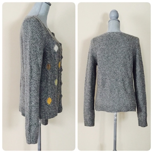 Anthropologie Charlie & Robbin gray & dot wool sweater/cardigan, M - Picture 2 of 6